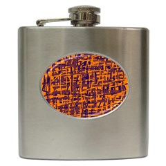 Orange And Blue Pattern Hip Flask (6 Oz) by Valentinaart