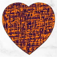 Orange And Blue Pattern Jigsaw Puzzle (heart)