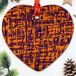 Orange and blue pattern Heart Ornament (2 Sides) Front