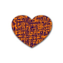 Orange And Blue Pattern Heart Coaster (4 Pack)  by Valentinaart