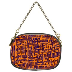 Orange And Blue Pattern Chain Purses (one Side) 