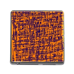 Orange And Blue Pattern Memory Card Reader (square) by Valentinaart