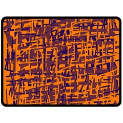 Orange And Blue Pattern Fleece Blanket (large) 