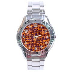 Orange And Blue Pattern Stainless Steel Analogue Watch