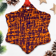 Orange And Blue Pattern Snowflake Ornament (2-side)