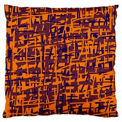 Orange And Blue Pattern Large Cushion Case (one Side)