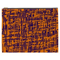 Orange And Blue Pattern Cosmetic Bag (xxxl)  by Valentinaart