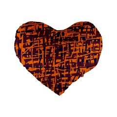 Orange And Blue Pattern Standard 16  Premium Heart Shape Cushions