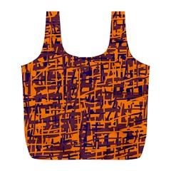 Orange And Blue Pattern Full Print Recycle Bags (l)  by Valentinaart