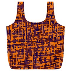 Orange And Blue Pattern Full Print Recycle Bags (l) 