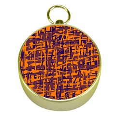 Orange And Blue Pattern Gold Compasses