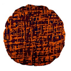 Orange And Blue Pattern Large 18  Premium Flano Round Cushions