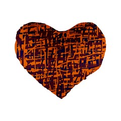 Orange And Blue Pattern Standard 16  Premium Flano Heart Shape Cushions