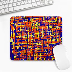 Orange, Blue And Yellow Pattern Large Mousepads by Valentinaart