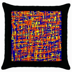 Orange, Blue And Yellow Pattern Throw Pillow Case (black)