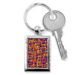 Orange, Blue And Yellow Pattern Key Chains (rectangle)  by Valentinaart