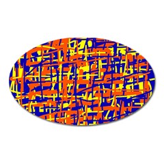 Orange, Blue And Yellow Pattern Oval Magnet