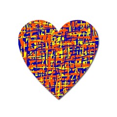 Orange, Blue And Yellow Pattern Heart Magnet by Valentinaart