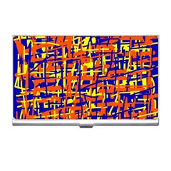 Orange, Blue And Yellow Pattern Business Card Holders by Valentinaart