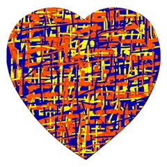 Orange, Blue And Yellow Pattern Jigsaw Puzzle (heart)