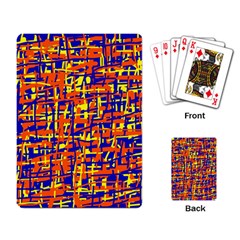 Orange, Blue And Yellow Pattern Playing Card by Valentinaart