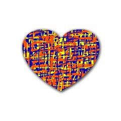 Orange, Blue And Yellow Pattern Heart Coaster (4 Pack) 