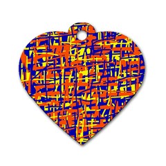 Orange, Blue And Yellow Pattern Dog Tag Heart (two Sides)