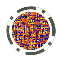 Orange, Blue And Yellow Pattern Poker Chip Card Guards