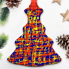 Orange, Blue And Yellow Pattern Ornament (christmas Tree) by Valentinaart