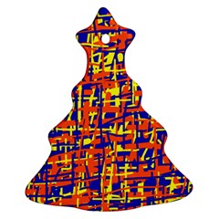 Orange, Blue And Yellow Pattern Christmas Tree Ornament (2 Sides)