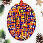 Orange, blue and yellow pattern Oval Filigree Ornament (2-Side)  Front