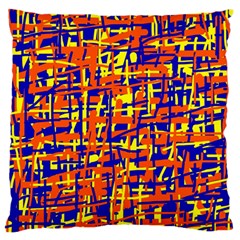 Orange, Blue And Yellow Pattern Large Cushion Case (one Side)