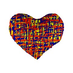 Orange, Blue And Yellow Pattern Standard 16  Premium Heart Shape Cushions