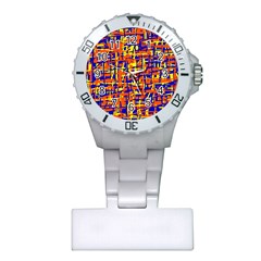 Orange, Blue And Yellow Pattern Plastic Nurses Watch