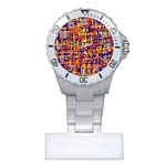 Orange, blue and yellow pattern Plastic Nurses Watch Front