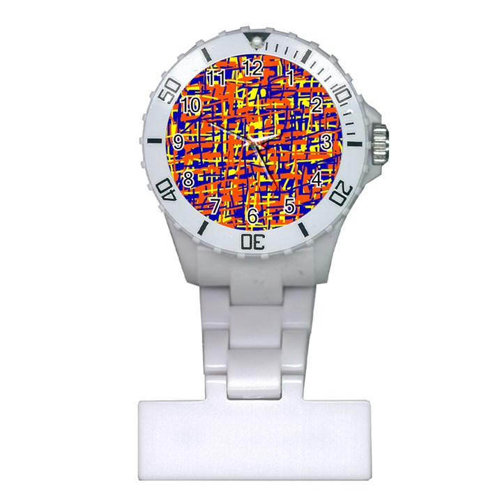 Orange, blue and yellow pattern Plastic Nurses Watch