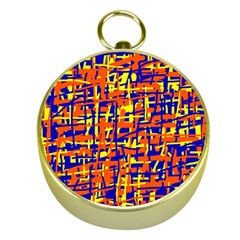 Orange, Blue And Yellow Pattern Gold Compasses