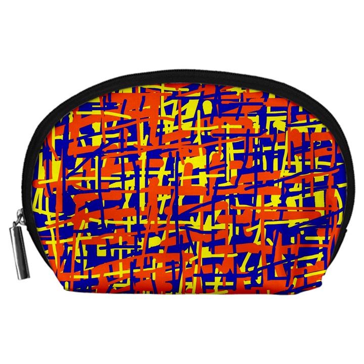 Orange, blue and yellow pattern Accessory Pouches (Large) 