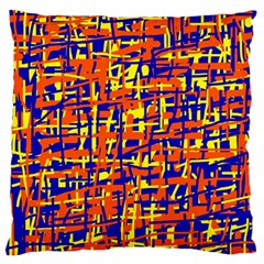 Orange, Blue And Yellow Pattern Large Flano Cushion Case (two Sides)