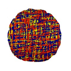 Orange, Blue And Yellow Pattern Standard 15  Premium Flano Round Cushions