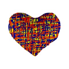 Orange, Blue And Yellow Pattern Standard 16  Premium Flano Heart Shape Cushions by Valentinaart