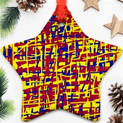 Red, Yellow And Blue Pattern Ornament (star) 