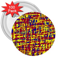 Red, Yellow And Blue Pattern 3  Buttons (100 Pack)  by Valentinaart