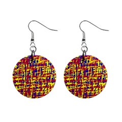 Red, Yellow And Blue Pattern Mini Button Earrings by Valentinaart