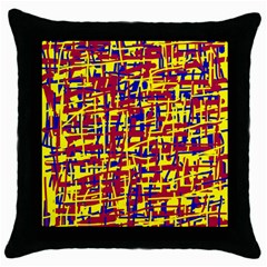 Red, Yellow And Blue Pattern Throw Pillow Case (black)