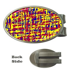 Red, Yellow And Blue Pattern Money Clips (oval) 