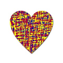 Red, Yellow And Blue Pattern Heart Magnet by Valentinaart