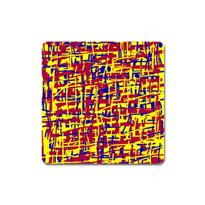 Red, yellow and blue pattern Square Magnet