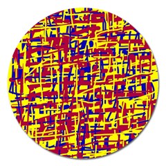 Red, Yellow And Blue Pattern Magnet 5  (round) by Valentinaart