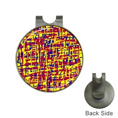 Red, Yellow And Blue Pattern Hat Clips With Golf Markers